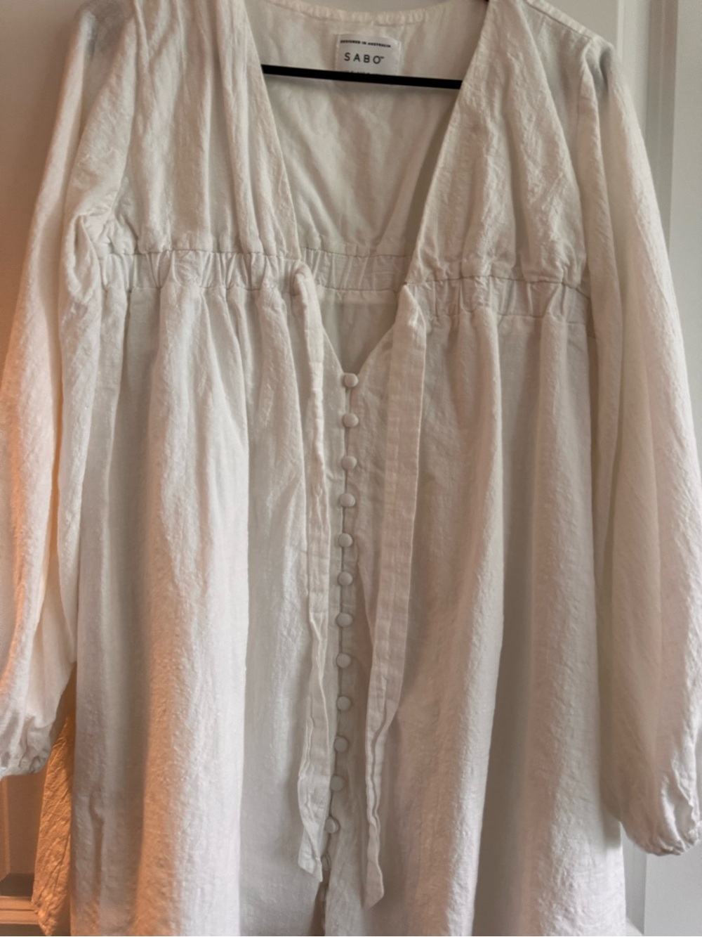 SABO White Button-Front Peasant Blouse - Picture 3 of 4